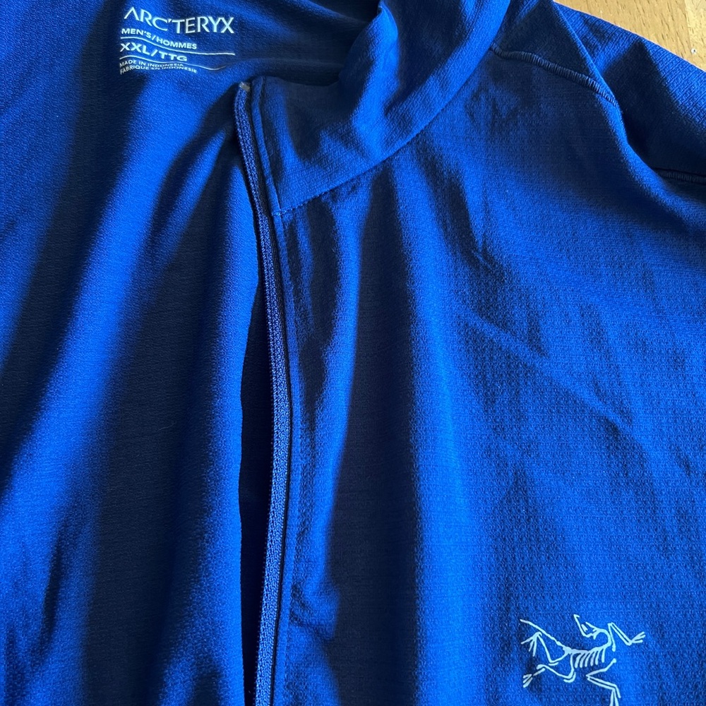 Arc’teryx cormac 1/4 zip top / shirt , xxl blue